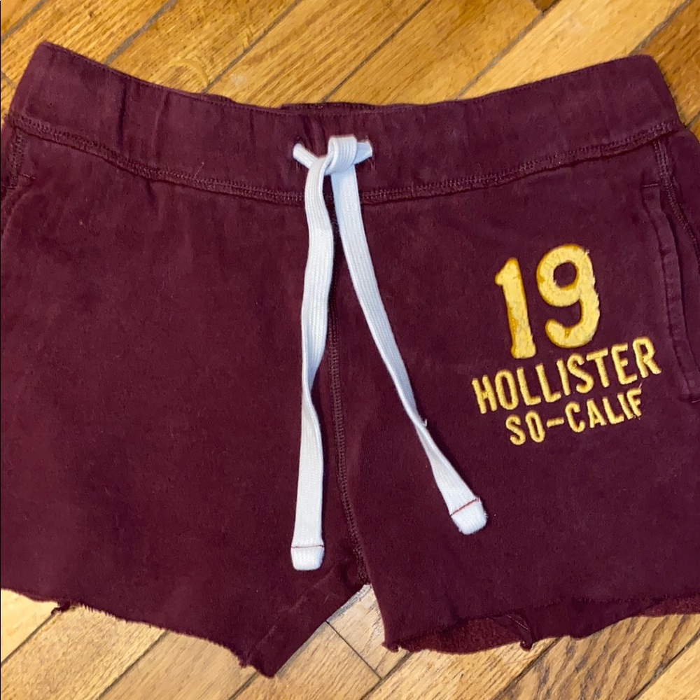 Hollister Burgundy Shorts with Yellow Embroidery